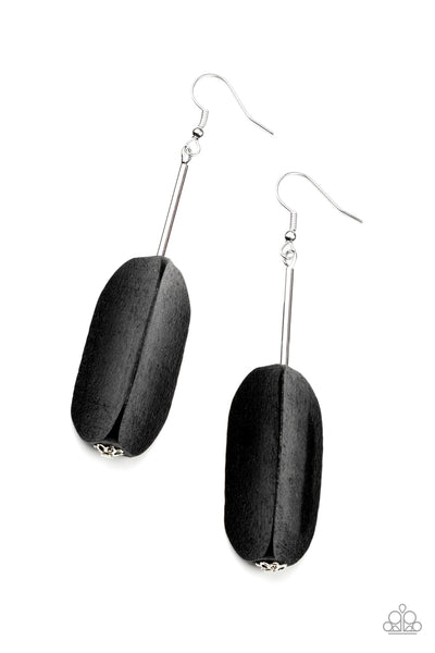 Tamarack Trail - Black Wooden Earrings Paparazzi