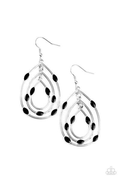 Rippling Rapport - Black Earrings Paparazzi