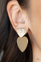 Heart-Racing Refinement - Gold Heart Earrings Paparazzi