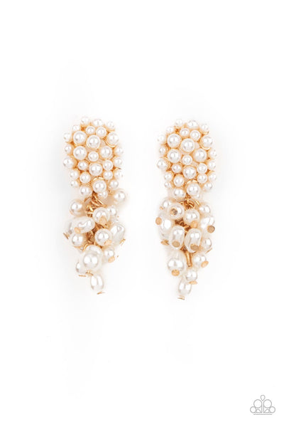 Fabulously Flattering - Gold Pearl Earrings Paparazzi