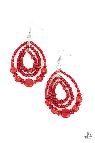 Prana Party - Red Earrings Paparazzi