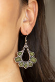 Mesa Trek - Green Earrings Paparazzi