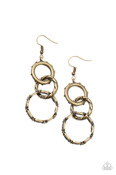 Shameless Shine - Brass Earrings Paparazzi