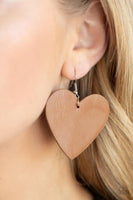 Country Crush - Brown Heart Earrings Paparazzi