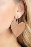 Country Crush - Brown Heart Earrings Paparazzi