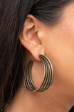 In Sync - Brass Earrings Paparazzi