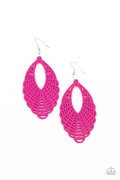 Tahiti Tankini - Pink Wooden Earrings Paparazzi