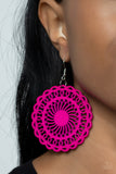 Island Sun - Pink Wooden Earrings Paparazzi