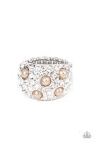 Gatsbys Girl - Brown Pearl Ring Paparazzi