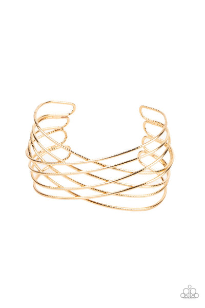 Strike Out Shimmer - Gold Bracelet Paparazzi