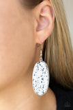 Stone Sculptures - White Stone Earrings Paparazzi