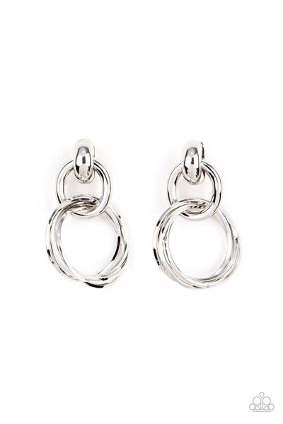 Dynamically Linked - Silver Earrings Paparazzi