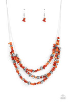 Placid Pebbles - Orange Necklace Paparazzi