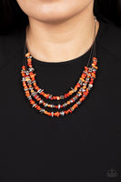 Placid Pebbles - Orange Necklace Paparazzi