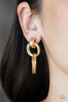 Dynamically Linked - Gold Earrings Paparazzi