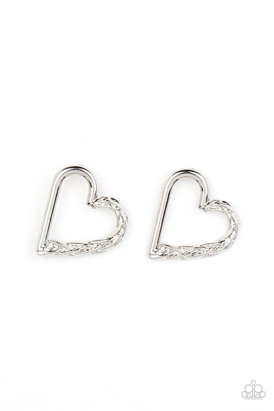 Cupid, Who? - Silver Heart Earrings Paparazzi