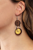 Artisanal Aesthetic - Yellow Wooden Earrings Paparazzi