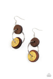 Artisanal Aesthetic - Yellow Wooden Earrings Paparazzi