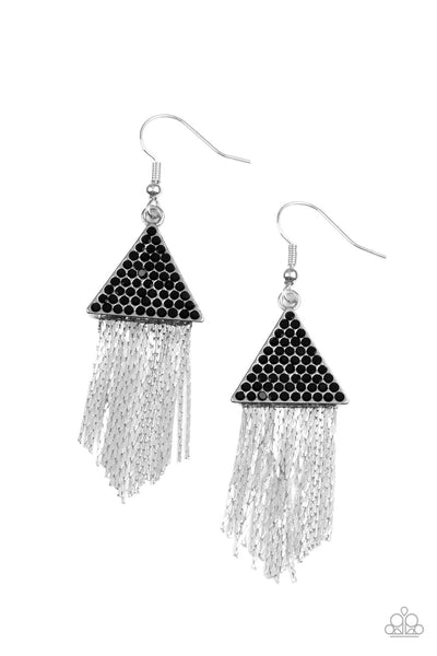 Pyramid SHEEN - Black Earrings Paparazzi