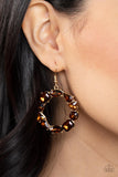 GLOWING in Circles - Brown Earrings Paparazzi