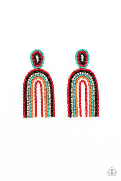 Rainbow Remedy - Multi-Colored Seed Bead Earrings Paparazzi