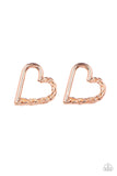 Cupid, Who? - Copper Heart Earrings Paparazzi