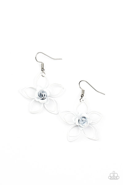 Botanical Bonanza - White Flower Earrings Paparazzi