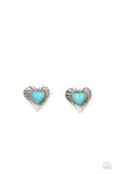 Rustic Romance - Blue Heart Earrings Paparazzi