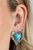 Rustic Romance - Blue Heart Earrings Paparazzi