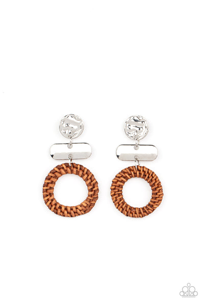 Woven Whimsicality - Brown Earrings Paparazzi