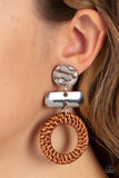 Woven Whimsicality - Brown Earrings Paparazzi