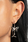 Full Out Flutter - White Butterfly Earrings Paparazzi