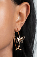 Full Out Flutter - Gold Butterfly Earrings Paparazzi