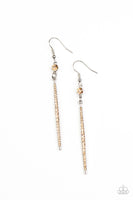 Skyscraping Shimmer - Brown Earrings Paparazzi