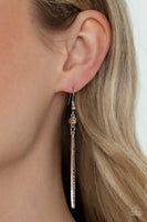 Skyscraping Shimmer - Brown Earrings Paparazzi