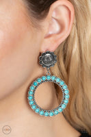 Playfully Prairie - Blue Turquoise Clip On Earrings Paparazzi