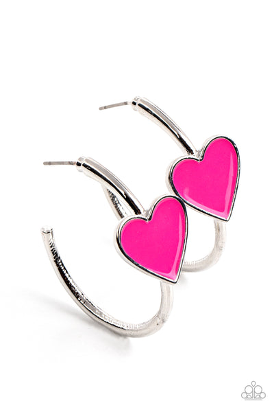 Kiss Up - Pink Heart Earrings Paparazzi