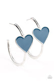 Kiss Up - Blue Heart Earrings Paparazzi