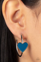 Kiss Up - Blue Heart Earrings Paparazzi