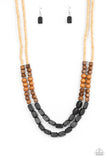 Bermuda Bellhop - Black Wooden Necklace Paparazzi