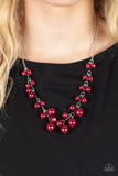 Tearoom Gossip - Red Pearl Necklace Paparazzi