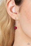 Tearoom Gossip - Red Pearl Necklace Paparazzi