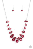 Tearoom Gossip - Red Pearl Necklace Paparazzi