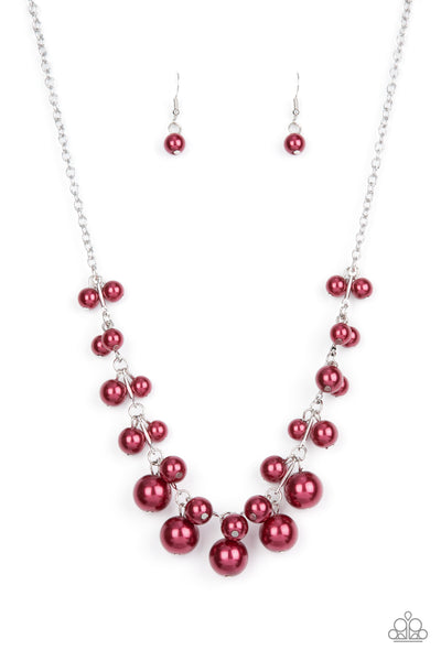 Tearoom Gossip - Red Pearl Necklace Paparazzi