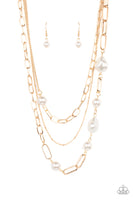 Modern Innovation - Gold Pearl Necklace Paparazzi