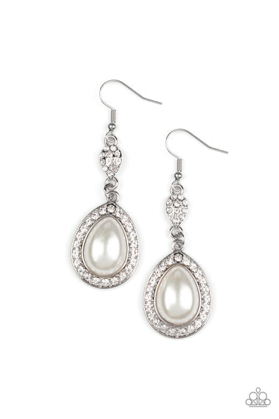 Elite Elegance - White Earrings Paparazzi