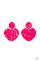 Just a Little Crush - Pink Heart Earrings Paparazzi