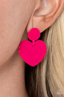 Just a Little Crush - Pink Heart Earrings Paparazzi