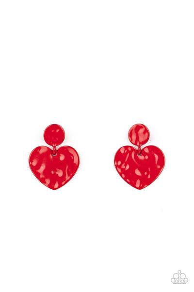 Just a Little Crush - Red Heart Earrings Paparazzi