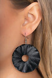 Fan the Breeze - Black Earrings Paparazzi